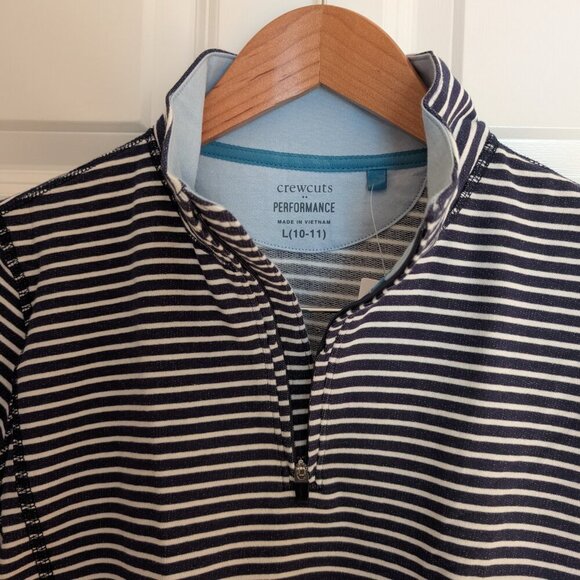 NWT Kid's Crewcuts Navy White Striped Performance Pullover Sweatshirt - Picture 4 of 13
